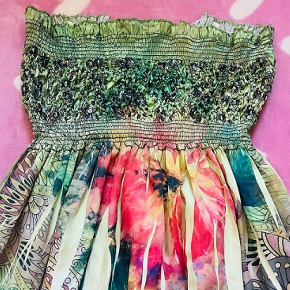 colorful Lapis sundress with sequins one size fits all - Picture 3 of 7